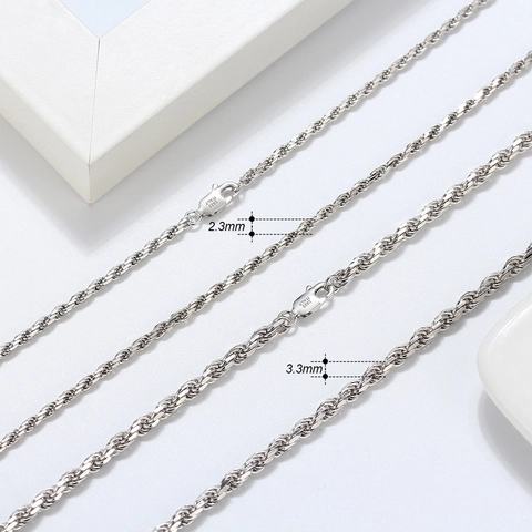 925 Sterling Zilver Touwketting Halsketting Voor Heren Dames Unisex Minimalistisch Eenvoudig Verguld Gedraaide Schakel Sieraden Cadeau