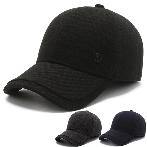 Men Winter Baseball Cap Acrylic Woolen Warm Windproof With Built-In Ear Flaps Adjustable Outdoor Vintage Hat