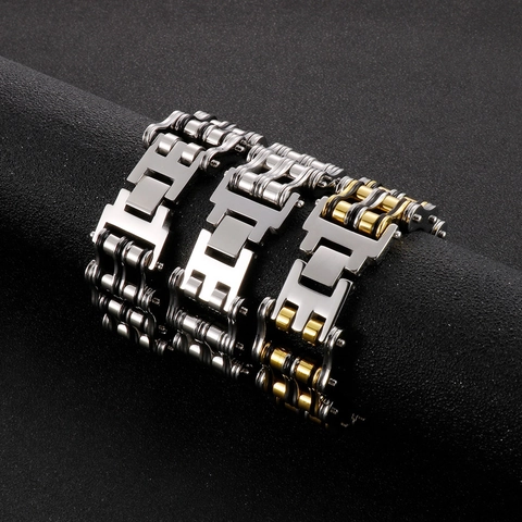 Pulsera Para Hombre De Acero Inoxidable 316L Estilo Cadena De Moto Industrial Pesado Eslabones Mecánicos Joyería Biker