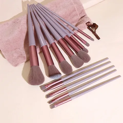 Professionelle Make-up-Pinsel Weiche Synthetikfasern Mit Tragbarem Samtbeutel Für Lidschatten Und Rouge
