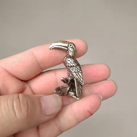 Figura De Pájaro De Latón Macizo Vintage Tucán Colibrí Estatua Miniatura De Metal Decoración De Escritorio Estilo Antiguo