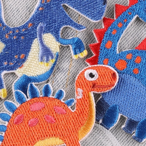 Cartoon Dinosaur Embroidery Patches Colorful Cute Polyester Self Adhesive Iron On Patches For Kids Clothing Bags DIY Decor