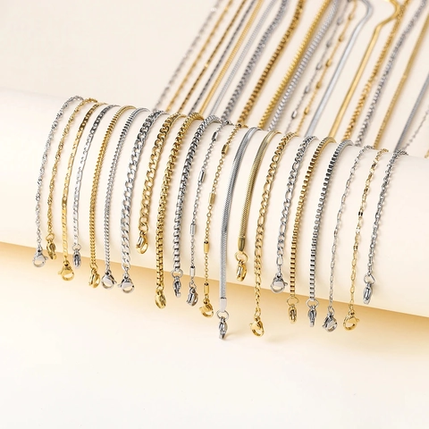 Stainless Steel Necklace Chain Minimalist Geometric Curb Box Figaro Snake O-chain DIY Jewelry Making Unisex Fashion