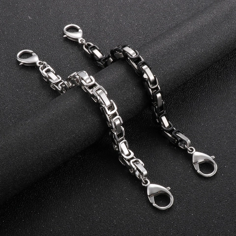 Bracelet Chaîne Byzantine Acier Inoxydable 316L Épais Industriel Streetwear Punk Géométrique Bijoux Homme Double Fermoir Mousqueton