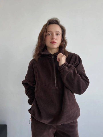 Sudadera De Forro Polar Con Media Cremallera Y Pantalones Para Mujer Color Sólido Deportivo Informal Chándal Invierno