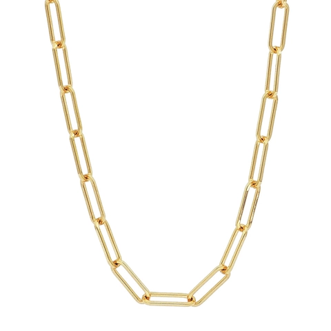 Collar De Cadena De Clip Acero Inoxidable Chapado En Oro De 18K Al Vacío Minimalista Cadena Básica Para Capas Unisex