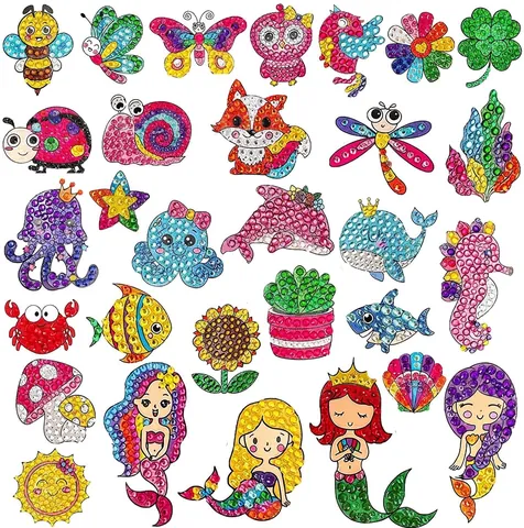 DIY Diamond Painting Stickers Rhinestone Mosaic Art Craft Handmade Cartoon Mermaid Unicorn Kids Educational Hobby Decoration
