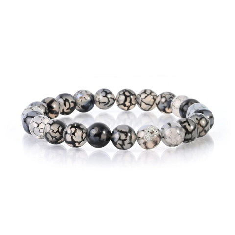 Natural Stone Beaded Bracelet Round Agate Turquoise Lava Rock Elastic Stretch Wristband Minimalist Jewelry For Men Women