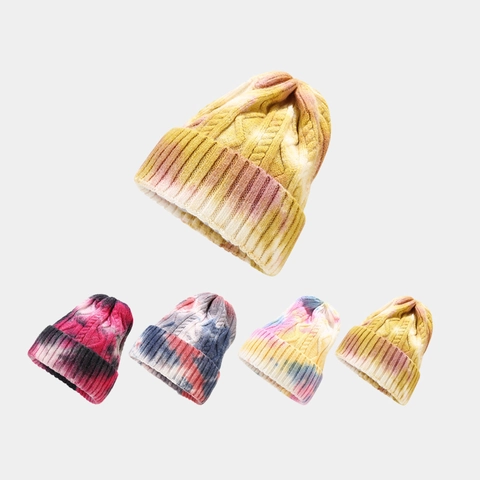 Γυναικείος Πλεκτός Σκούφος Tie Dye Ακρυλικός Ζεστός Χειμερινός Με Διαβάθμιση Χρωμάτων Πολύχρωμος