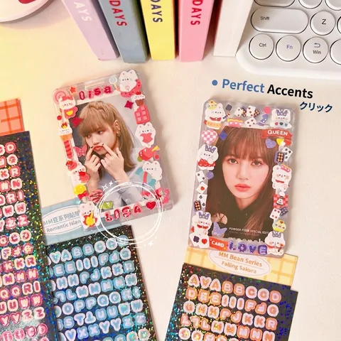 Laser Holographic Alphabet Number Stickers PVC Adhesive For DIY Photocard Scrapbooking Journaling Korean Style Sparkly