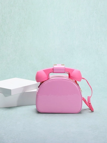 Sac À Main Forme Téléphone Rétro Nouveauté Créative Cuir Verni PU Sac À Bandoulière Pour Femmes Mode
