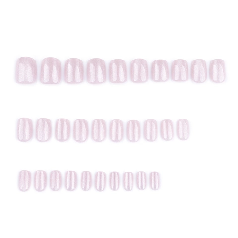 Press On Nägel Katzenauge Schimmer Glitzer Kurz Quadratisch Künstliche Fingernägel Nude Rosa Kunststoff Maniküre Für Frauen