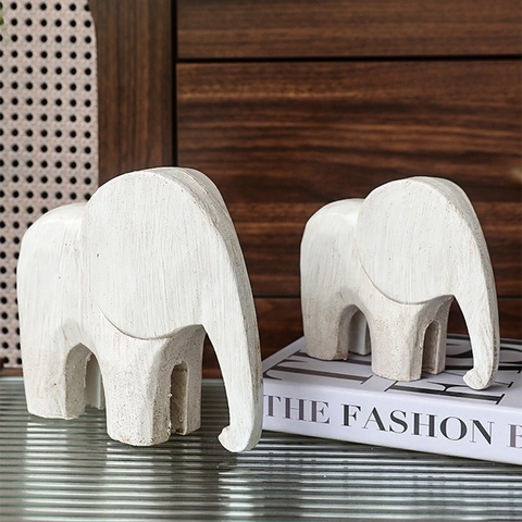 Adornos De Elefante Y Caballo De Madera Vintage Estilo Nórdico Figurillas De Animales Artesanales Decoración De Escritorio Hogar