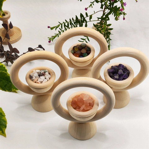 Wooden Essential Oil Diffuser Natural Crystal Stone Aromatherapy Wood Home Fragrance Ornament Desktop Crystal Decor