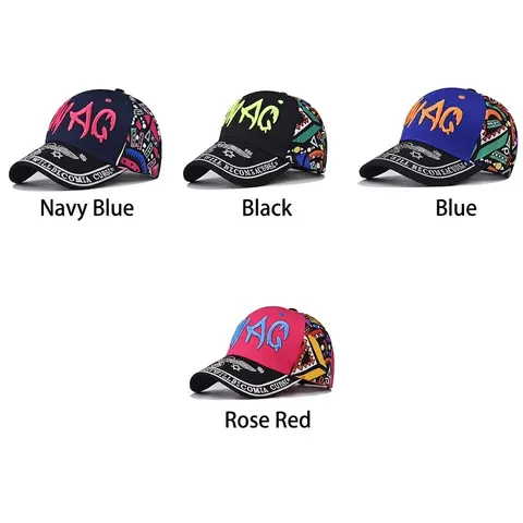 Berretto Da Baseball Hip Hop Cotone Ricamo SWAG Graffiti Regolabile Protezione Solare Streetwear Uomo Donna