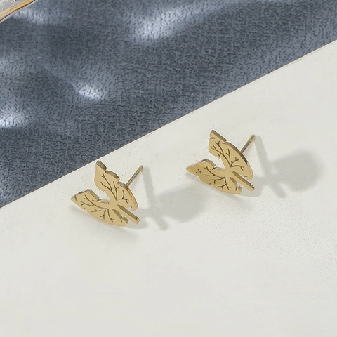 Pendientes de Botón Anatómicos con Forma de Pulmón de Acero de Titanio Únicos para Mujer Joyería de Estilo Médico de Acero Inoxidable Dorado