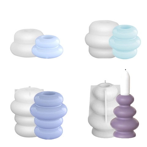 Stampo In Silicone Per Portacandele Con Anelli Impilati Bolla Geometrica DIY Fusione In Resina Base In Gesso Ornamento