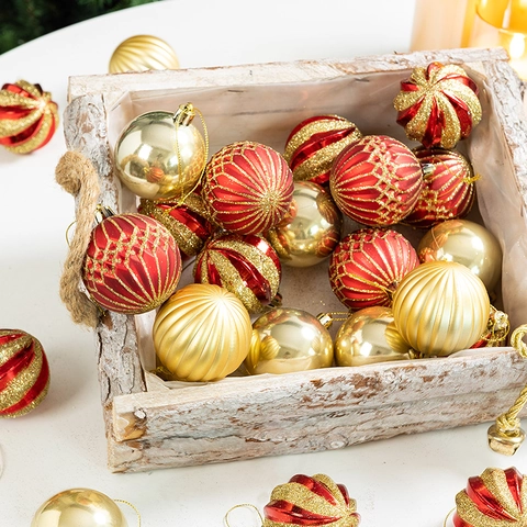 Christmas Ball Ornaments Plastic Electroplated Glitter Mixed Shapes Tree Hanging Baubles Holiday Decor