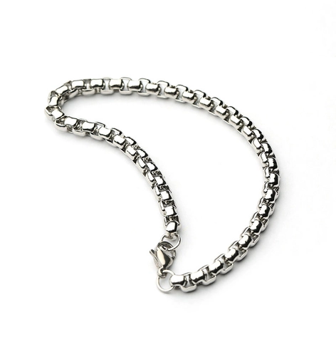 Pulsera De Cadena De Caja Acero Inoxidable 304 Eslabón Cuadrado Cierre De Langosta Joyería Pulida Para Hombre Mujer