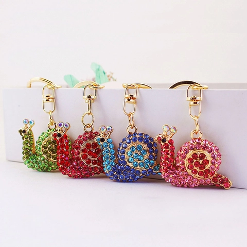 Lumaca Strass Lega Portachiavi Luccicante Animale Borsa Fascino Carino Cristallo Gioielli Regalo Donne Ragazze