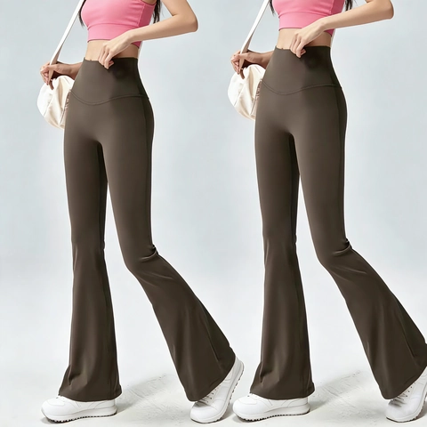 High Waisted Flare Yoga Pants Tummy Control Fleece Gevoerd Nylon Spandex Butt Lifting Workout Leggings Dames