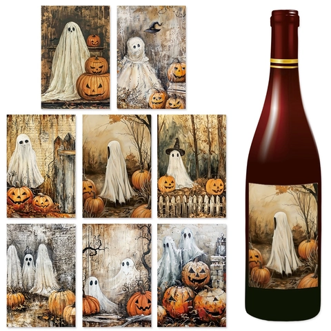 Halloween Wijnfles Stickers Etiketten Geest Pompoen Patroon Waterdicht Feest Decoratie Nieuwigheid