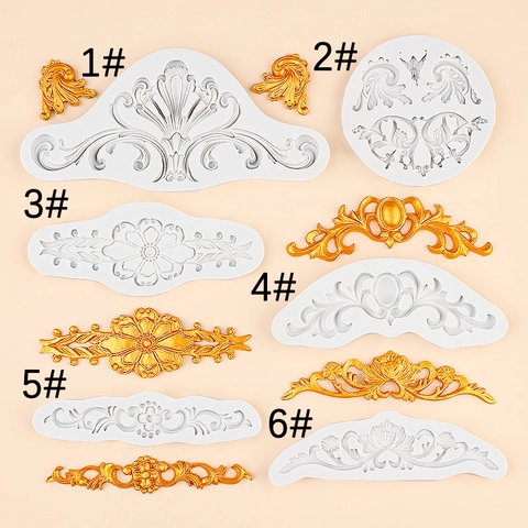 Baroque Silicone Mold European Vintage Relief Flower Border Fondant Cake Decoration DIY Resin Clay Tools Embossed Pattern
