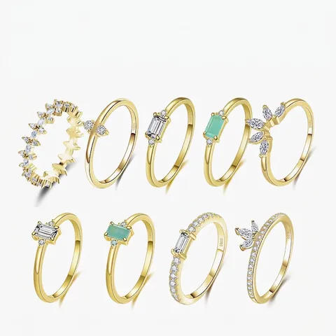 Baguette Marquise Cubic Zirconia Crown Rings 925 Sterling Silver Minimalist Stackable Elegant Jewelry For Women