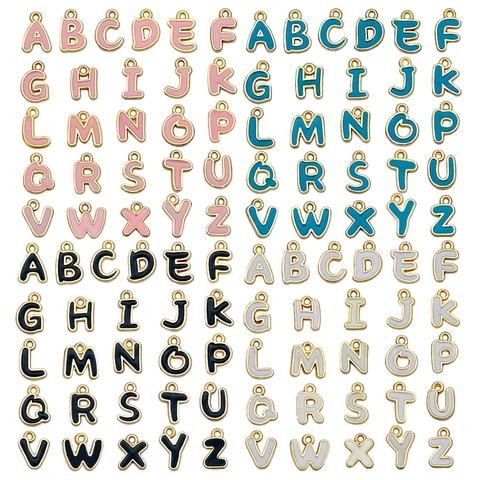 Breloques Alphabet En Émail Alliage De Zinc Pendentifs Initiales Pour Fabrication De Bijoux DIY Bracelet Collier