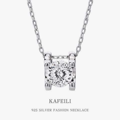 925 Sterling Silver Geometric Zirconia Pendant Necklace For Women Minimalist Dainty Clavicle Chain Jewelry Everyday Gift