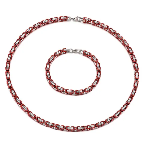 Men Women Byzantine Chain Necklace Stainless Steel Colorful Two Tone Hip Hop Punk Streetwear Jewelry Accessory