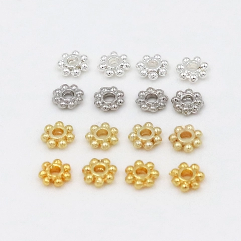 Perles D'espacement Fleurs Alliage Plaqué Or 18K Engrenage Flocons De Neige Accessoires Bijoux DIY Pour Bracelet