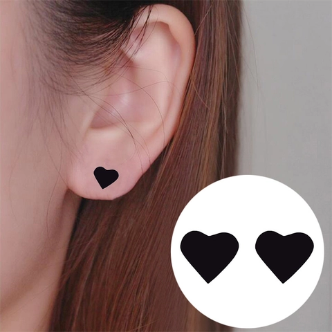 Heart Stud Earrings Stainless Steel Minimalist Geometric Tiny Small Love Jewelry For Women Girl Simple Fashion