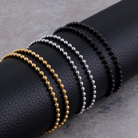 Collar De Cadena De Bolas Minimalista De Acero Inoxidable 316L Con Eslabones Redondos Para Hombre Y Mujer