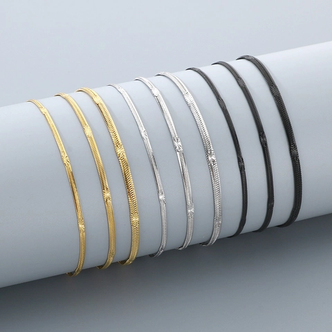 Bracciale Minimalista A Catena Di Serpente Da Donna In Acciaio Al Titanio Con Motivo A Stella Regolabile Regalo Gioiello