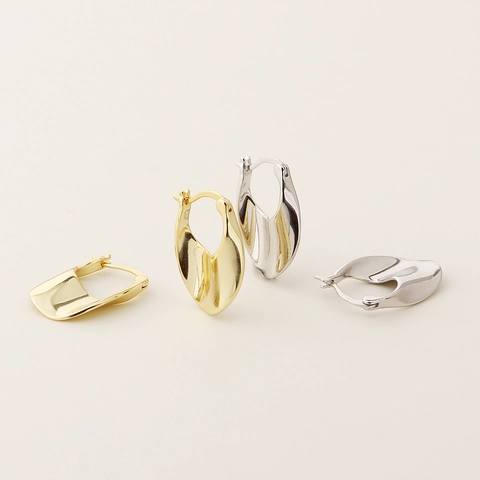 Boucles d'Oreilles Créoles Irrégulières en Forme de U en Argent Sterling 925 Bijoux Géométriques Minimalistes Femme