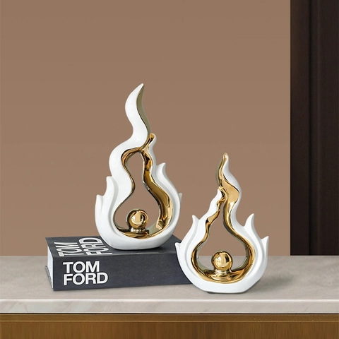 Abstract Ceramic Ornaments Modern Art Sculpture Desktop Decor Electroplated Gold Phoenix Shape For Home Living Room