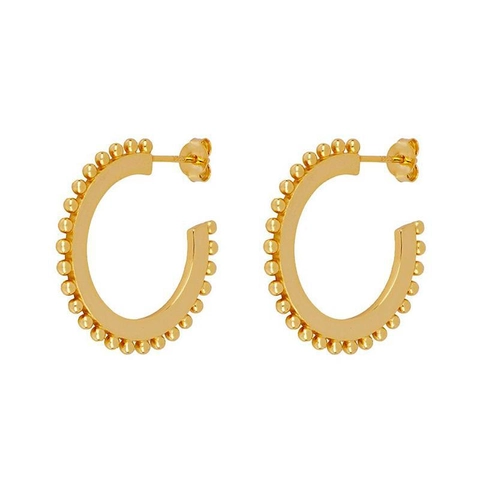 Minimalistische C-Förmige Creolen Kupfer Mit 925er Silbersteckern Perlenrand Geometrischer Schmuck Für Damen