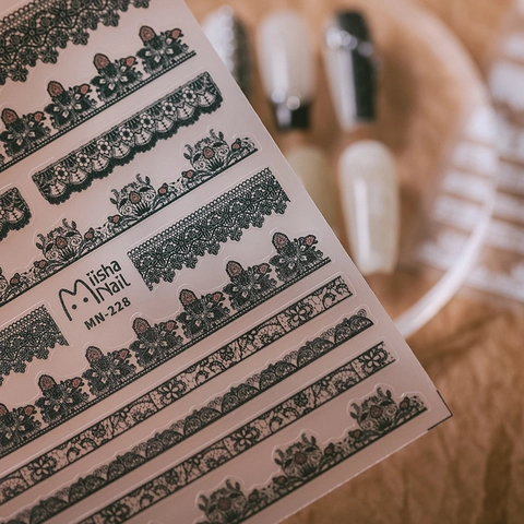 5D Embossed Nail Art Stickers Self Adhesive Retro Lace Floral Design Thin 3D Textured DIY Manicure Decorations
