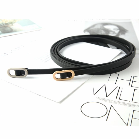 Cintura Sottile Da Donna Minimalista Ecopelle Elegante Fibbia In Lega Doppia Ovale Decorativa