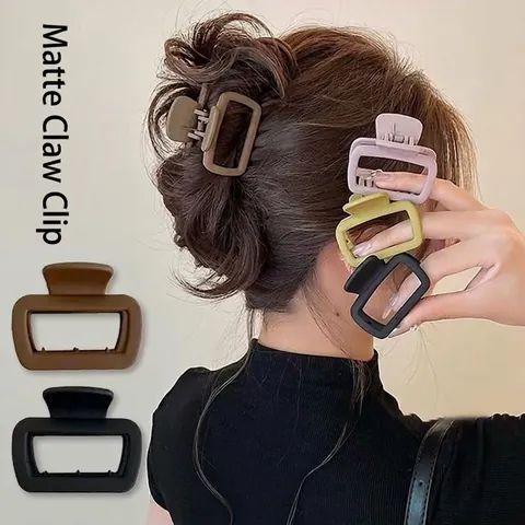 Pinces À Cheveux Mat Petit Rectangulaire Creux Carré Antidérapant Acrylique Épingles Pour Femmes Filles Coiffage