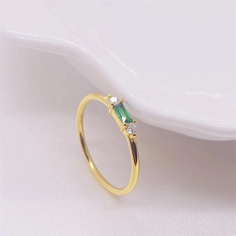 S925 Sterlingsilber Vergoldet Smaragdschliff Strass Ring Für Damen Leichter Luxus Geometrischer Schmuck Geschenk Für Bankett