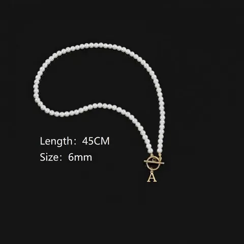 Collana Con Ciondolo Lettera Iniziale Con Perla Artificial Imitazione E Chiusura A Gancio In Acciaio Inossidabile Moda Elegante Per Donna