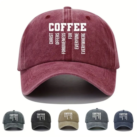 Gorra De Béisbol De Algodón Lavado Impresión COFFEE Protección Solar Al Aire Libre Vintage Gorro Ajustable Hombre Mujer