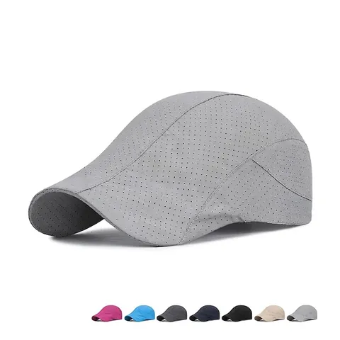 Casquette Plate En Maille Respirante Été Séchage Rapide Léger Ivy Cap Hommes Femmes Protection Solaire Extérieur Ajustable Polyester