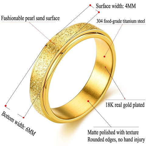 304 Stainless Steel Spinner Ring Matte Sandblasted Rotating Stress Relief Fashion Jewelry For Men Women Unisex