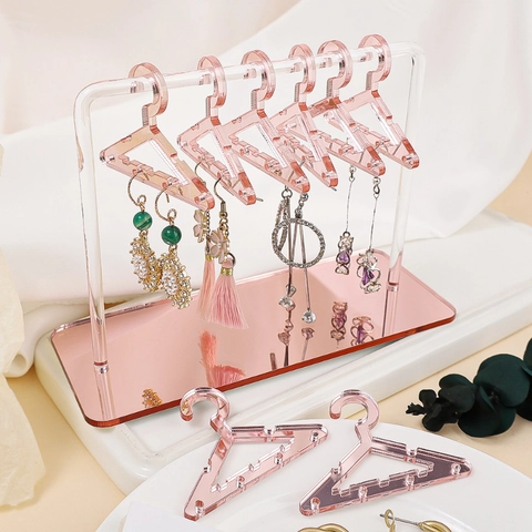 Acrylic Earring Display Stand Miniature Clothes Hangers Hanging Jewelry Organizer Rack For Dangle Stud Earrings Decorative