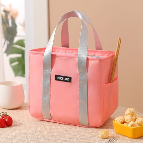 Borsa Pranzo Portatile Tessuto Oxford Isolata Termicamente Impermeabile Borsa Bento Per Ufficio Scuola Grande Capacità
