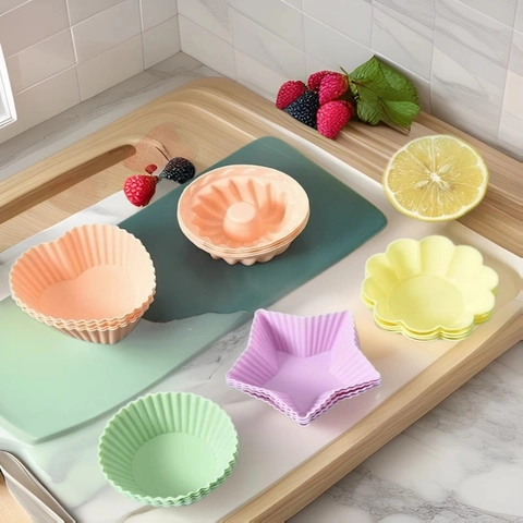 Moldes De Silicona Para Pasteles Reutilizables Antiadherentes Resistentes Al Calor Tazas De Hornear Para Muffin Cupcake Pudín Postre