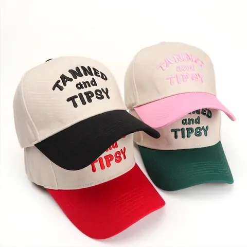 Cappello Da Baseball In Cotone Colore A Contrasto Ricamo Tanned And Tipsy Regolabile Protezione Solare All Aperto Sportivo